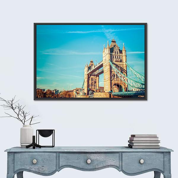 Tower Bridge In London Canvas Wall Art-3 Horizontal-Gallery Wrap-25" x 16"-Tiaracle