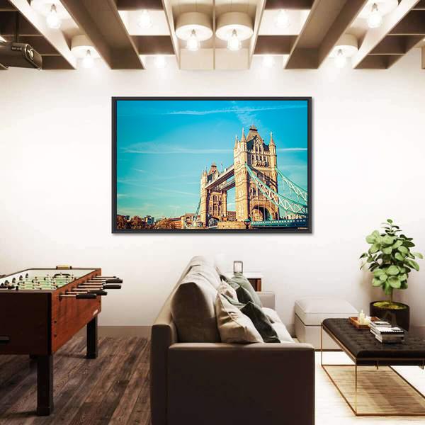 Tower Bridge In London Canvas Wall Art-3 Horizontal-Gallery Wrap-25" x 16"-Tiaracle