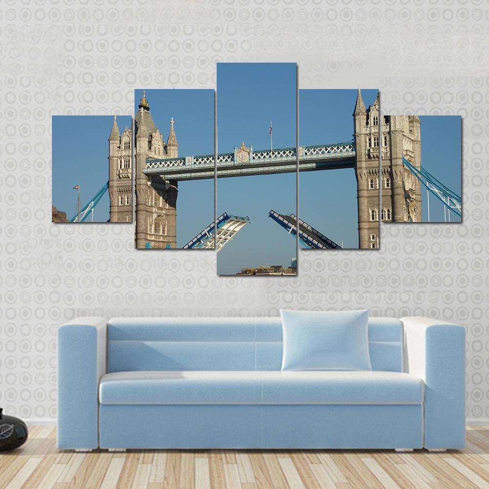 Tower Bridge Over The River Thames London Canvas Wall Art-5 Star-Gallery Wrap-62" x 32"-Tiaracle