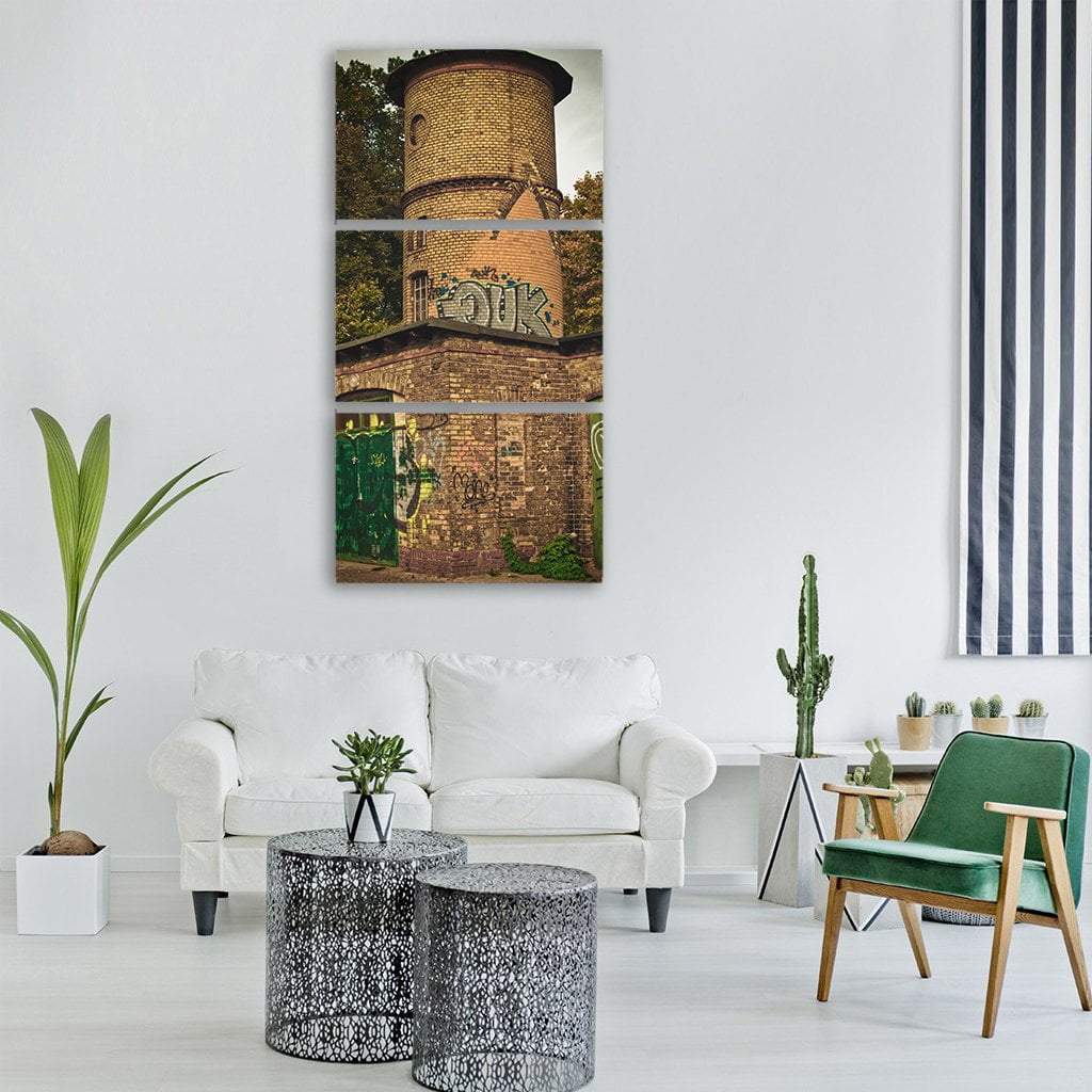 Tower Masonry Lapsed Graffiti Building Vertical Canvas Wall Art-3 Vertical-Gallery Wrap-12" x 25"-Tiaracle