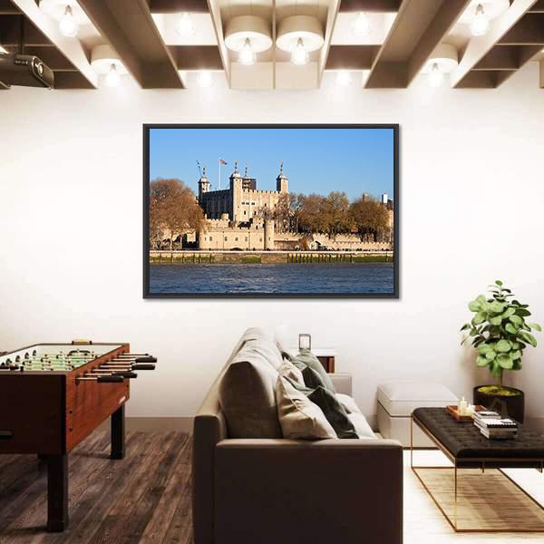 Tower Of London Across River Thames Canvas Wall Art-5 Horizontal-Gallery Wrap-22" x 12"-Tiaracle