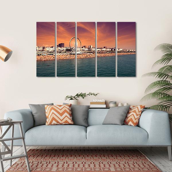 Towering Brighton Wheel Canvas Wall Art-5 Horizontal-Gallery Wrap-22" x 12"-Tiaracle