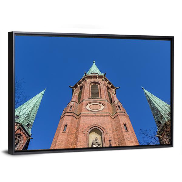Towers Of The Lamberti Church In Oldenburg Canvas Wall Art-3 Horizontal-Gallery Wrap-25" x 16"-Tiaracle