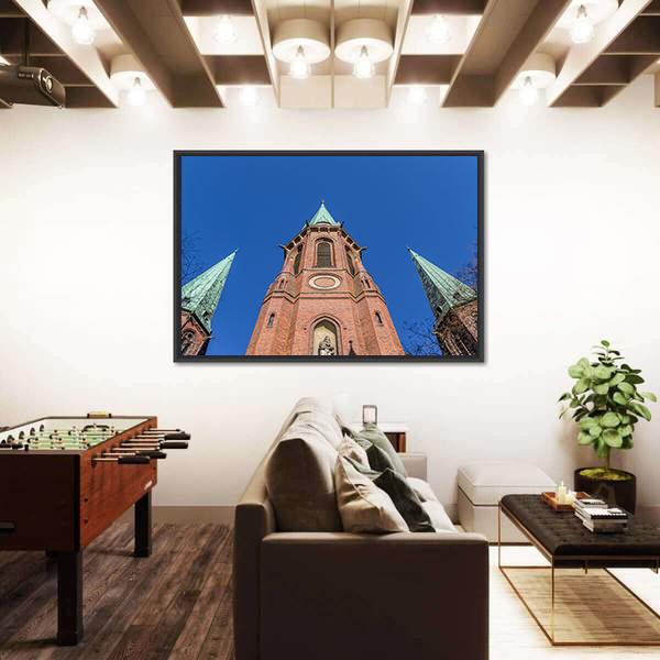 Towers Of The Lamberti Church In Oldenburg Canvas Wall Art-3 Horizontal-Gallery Wrap-25" x 16"-Tiaracle
