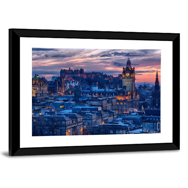 Town & Castle Edinburgh Canvas Wall Art-3 Horizontal-Gallery Wrap-25" x 16"-Tiaracle