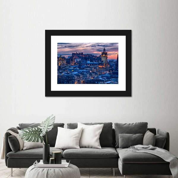 Town & Castle Edinburgh Canvas Wall Art-3 Horizontal-Gallery Wrap-25" x 16"-Tiaracle