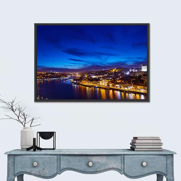 Town Coastline Of River Douro Canvas Wall Art-3 Horizontal-Gallery Wrap-25" x 16"-Tiaracle