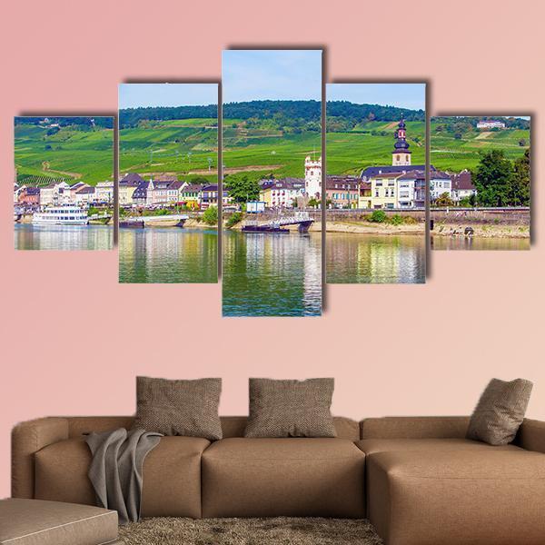 Rudesheim am Rhein In Rhine Gorge Canvas Wall Art-5 Star-Gallery Wrap-62" x 32"-Tiaracle