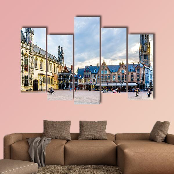 Town Hall And Holy Blood On Burg Square With Belfry Tower Canvas Wall Art-5 Pop-Gallery Wrap-47" x 32"-Tiaracle