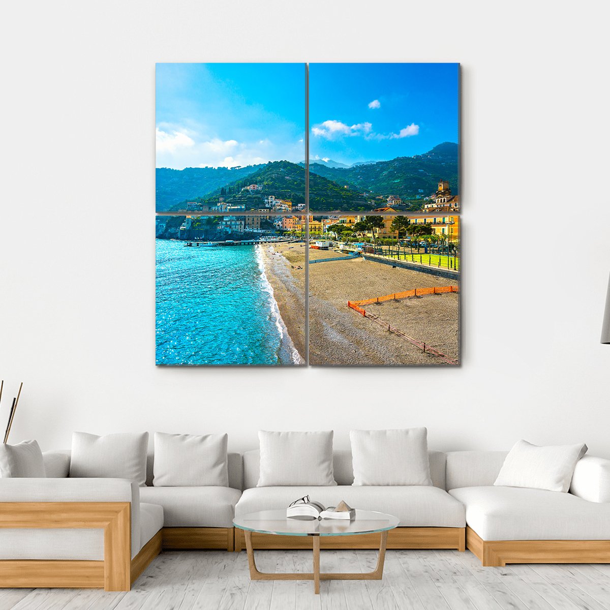 Town In Amalfi Coast Canvas Wall Art-4 Square-Gallery Wrap-17" x 17"-Tiaracle