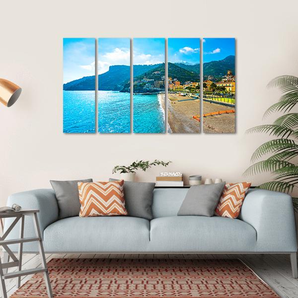 Town In Amalfi Coast Canvas Wall Art-5 Horizontal-Gallery Wrap-22" x 12"-Tiaracle