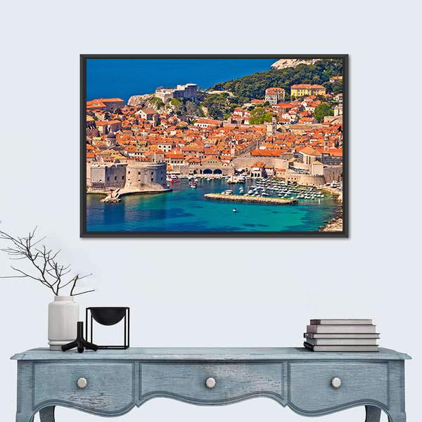 Town Of Dubrovnik Harbor View Canvas Wall Art-3 Horizontal-Gallery Wrap-25" x 16"-Tiaracle