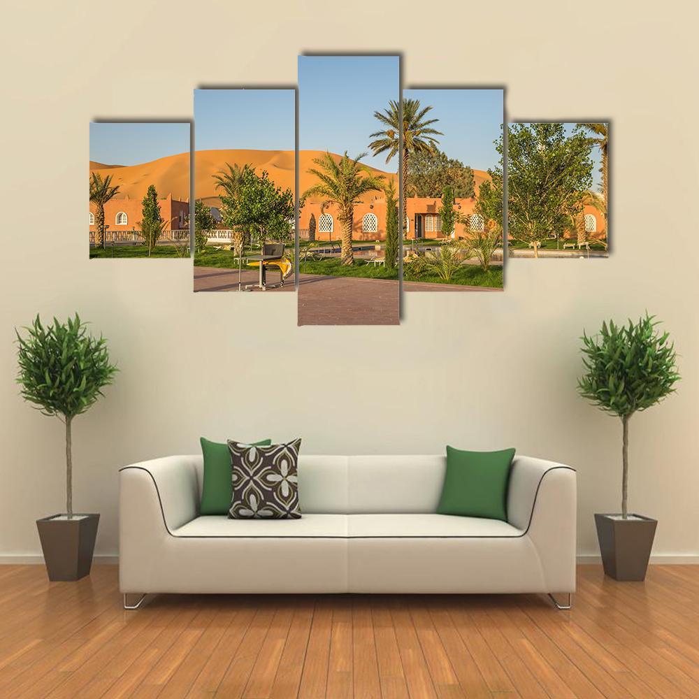 Town Of Taghit In Algeria Canvas Wall Art-5 Star-Gallery Wrap-62" x 32"-Tiaracle