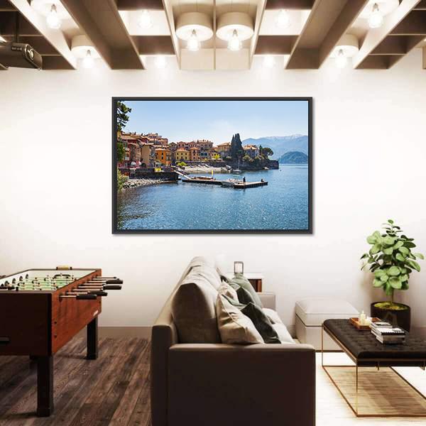 Town Of Varenna On Lake Como In Milan Italy Canvas Wall Art-3 Horizontal-Gallery Wrap-25" x 16"-Tiaracle