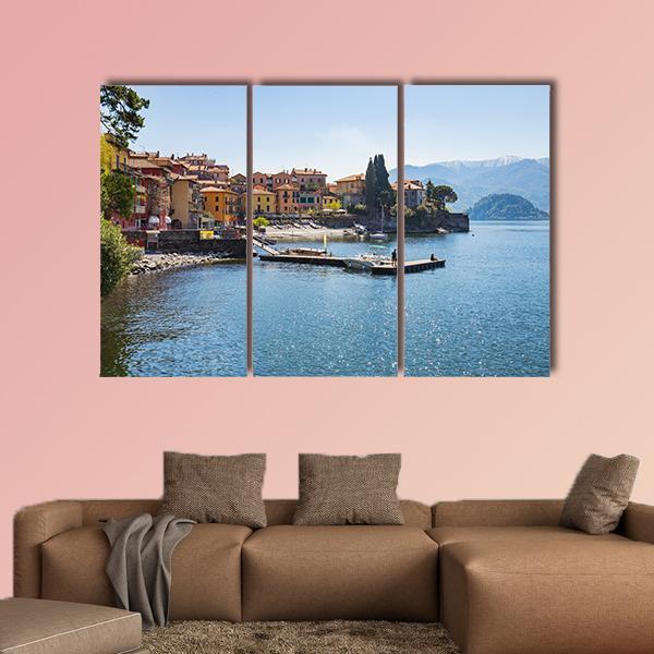 Town Of Varenna On Lake Como In Milan Italy Canvas Wall Art-3 Horizontal-Gallery Wrap-25" x 16"-Tiaracle