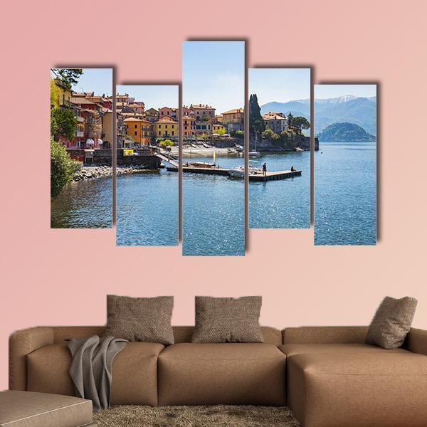 Town Of Varenna On Lake Como In Milan Italy Canvas Wall Art-5 Pop-Gallery Wrap-47" x 32"-Tiaracle
