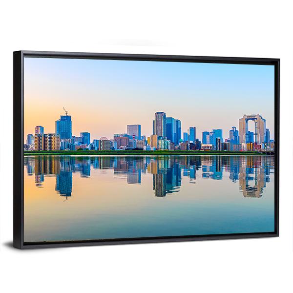 Townscape Of Osaka Canvas Wall Art-3 Horizontal-Gallery Wrap-25" x 16"-Tiaracle