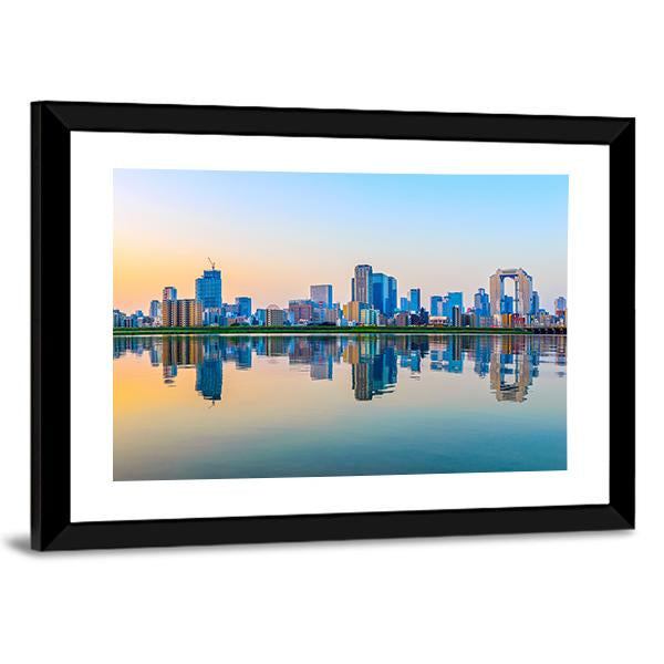Townscape Of Osaka Canvas Wall Art-3 Horizontal-Gallery Wrap-25" x 16"-Tiaracle