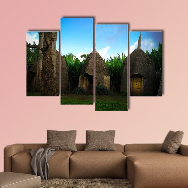 Traditional Dorze Tribe Village In Ethiopia Canvas Wall Art-4 Pop-Gallery Wrap-50" x 32"-Tiaracle