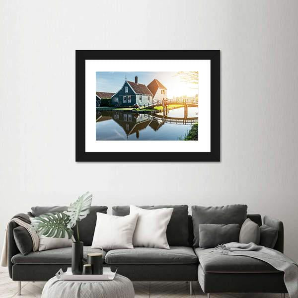 Traditional Dutch House Canvas Wall Art-1 Piece-Framed Print-20" x 16"-Tiaracle