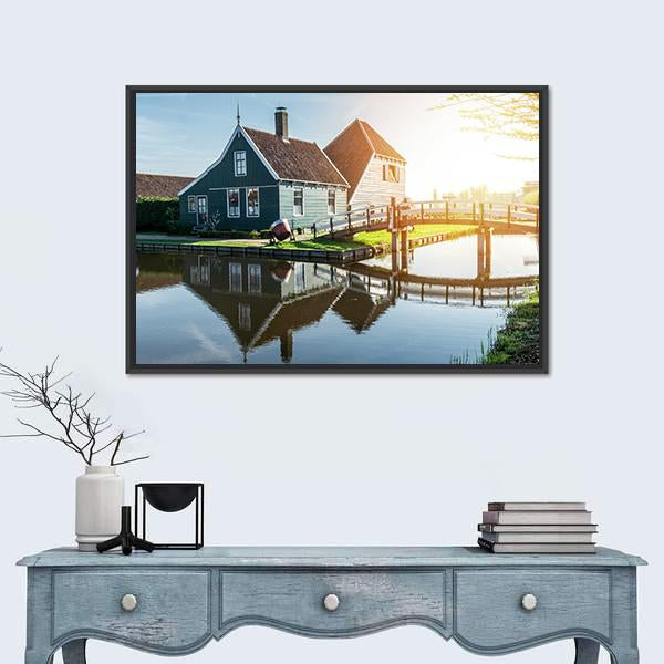 Traditional Dutch House Canvas Wall Art-3 Horizontal-Gallery Wrap-25" x 16"-Tiaracle