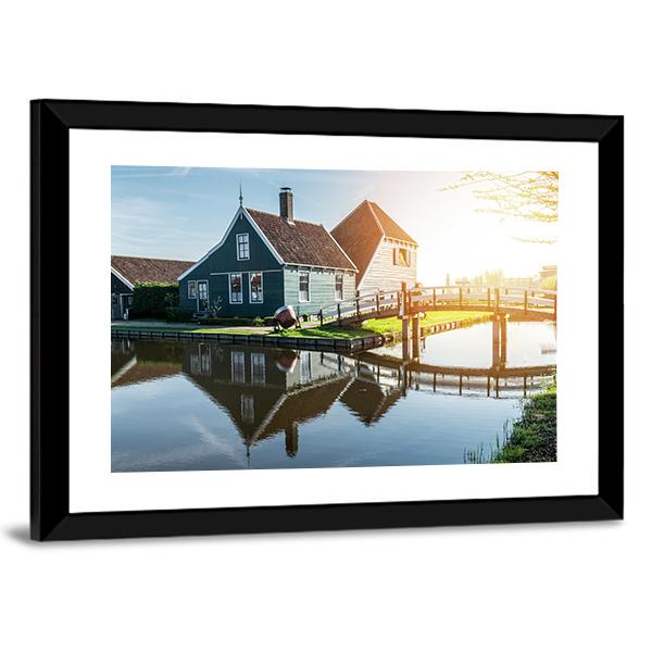 Traditional Dutch House Canvas Wall Art-3 Horizontal-Gallery Wrap-25" x 16"-Tiaracle