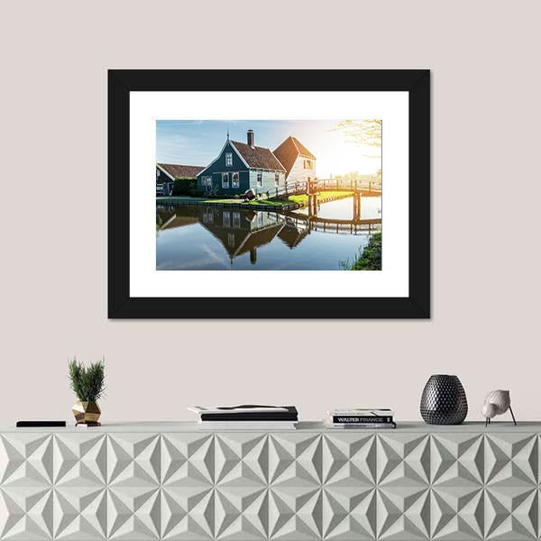 Traditional Dutch House Canvas Wall Art-3 Horizontal-Gallery Wrap-25" x 16"-Tiaracle