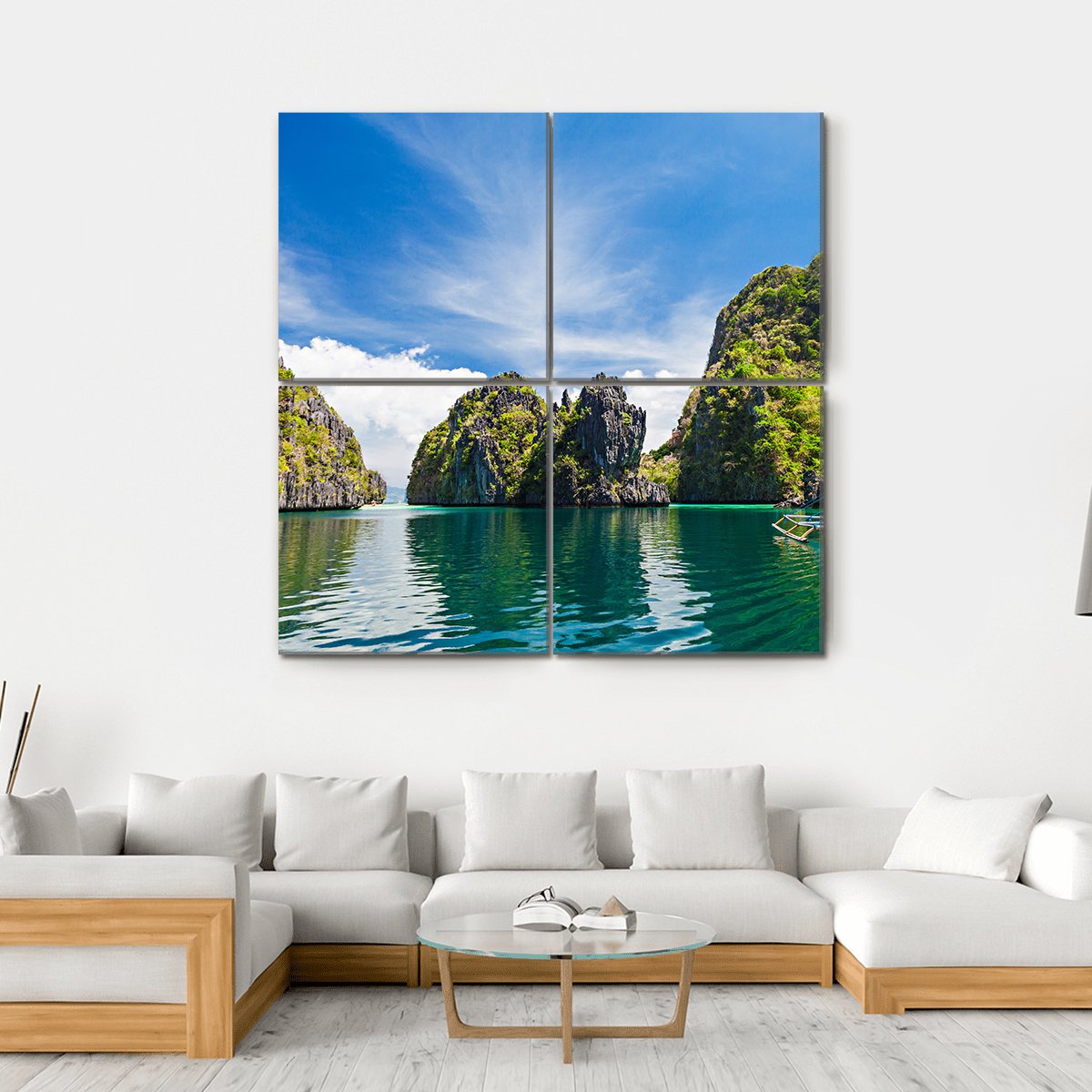 Scenic Filipino Island Canvas Wall Art-4 Square-Gallery Wrap-17" x 17"-Tiaracle