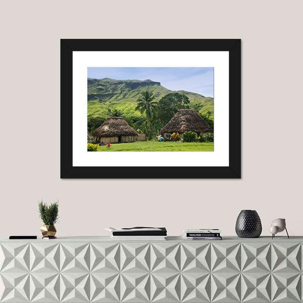 Traditional Houses Of Navala Village Canvas Wall Art-3 Horizontal-Gallery Wrap-25" x 16"-Tiaracle