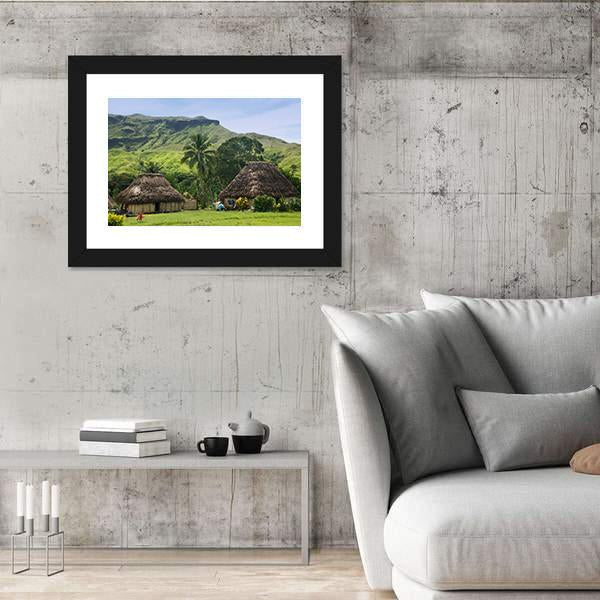Traditional Houses Of Navala Village Canvas Wall Art-3 Horizontal-Gallery Wrap-25" x 16"-Tiaracle