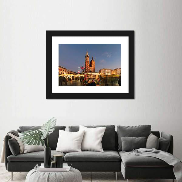 Traditional Street Market Canvas Wall Art-1 Piece-Framed Print-30" x 20"-Tiaracle