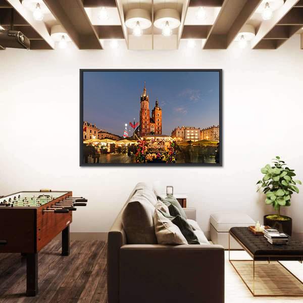 Traditional Street Market Canvas Wall Art-3 Horizontal-Gallery Wrap-25" x 16"-Tiaracle