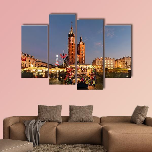 Traditional Street Market Canvas Wall Art-4 Pop-Gallery Wrap-50" x 32"-Tiaracle