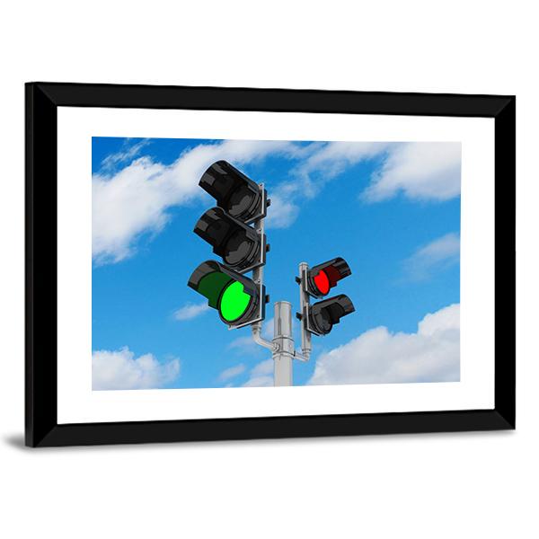 Traffic Light Signal Canvas Wall Art-3 Horizontal-Gallery Wrap-25" x 16"-Tiaracle
