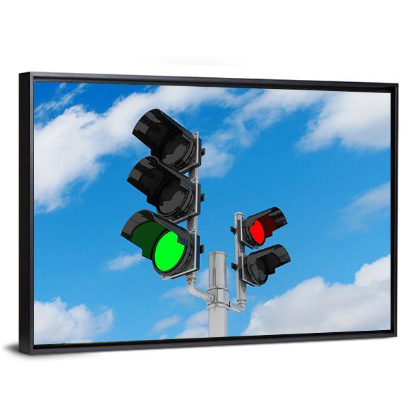 Traffic Light Signal Canvas Wall Art-5 Horizontal-Gallery Wrap-22" x 12"-Tiaracle