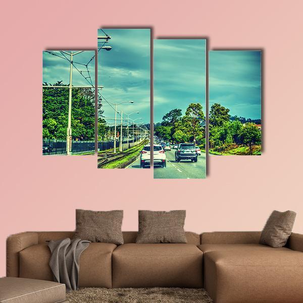 Traffic On A Cloudy Day In San Francisco Canvas Wall Art-4 Pop-Gallery Wrap-50" x 32"-Tiaracle