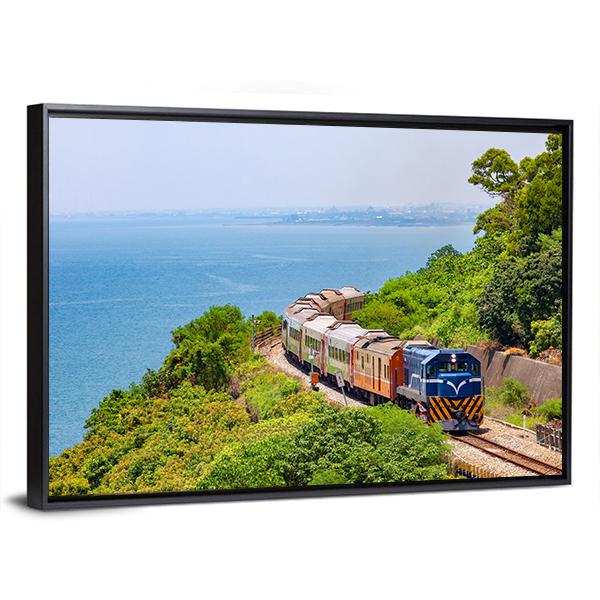 Train On The Railway Near Fangshan Station In Pingtung Taiwan Canvas Wall Art-5 Horizontal-Gallery Wrap-22" x 12"-Tiaracle