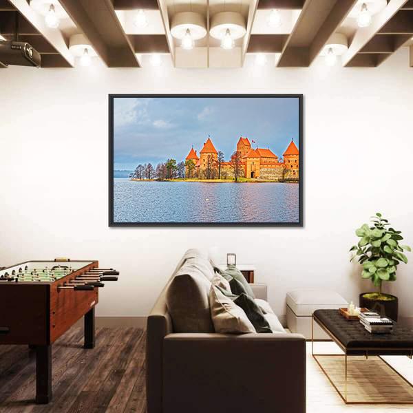 Trakai Island Castle Museum At Galve Lake Panoramic Canvas Wall Art-1 Piece-36" x 12"-Tiaracle