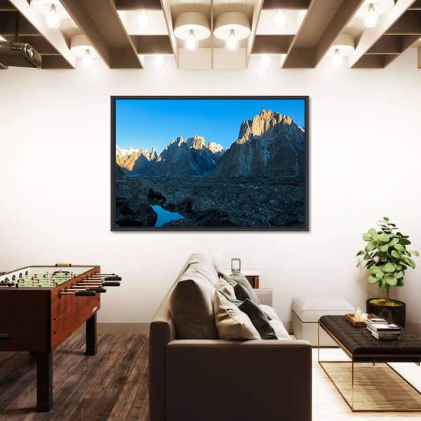 Trango Towers And Baltoro Glacier In Karakorum Pakistan Canvas Wall Art-3 Horizontal-Gallery Wrap-25" x 16"-Tiaracle