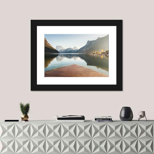 Traunsee Lake In Alps Mountains Canvas Wall Art-3 Horizontal-Gallery Wrap-25" x 16"-Tiaracle