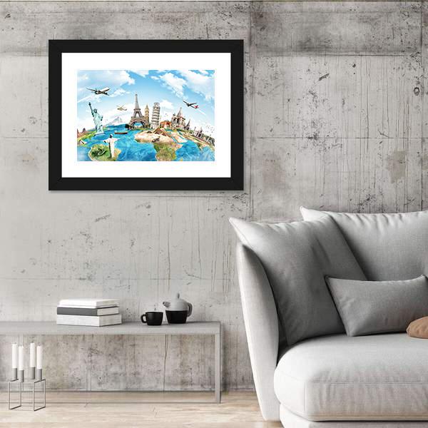 Travel Around The World Canvas Wall Art-3 Horizontal-Gallery Wrap-25" x 16"-Tiaracle