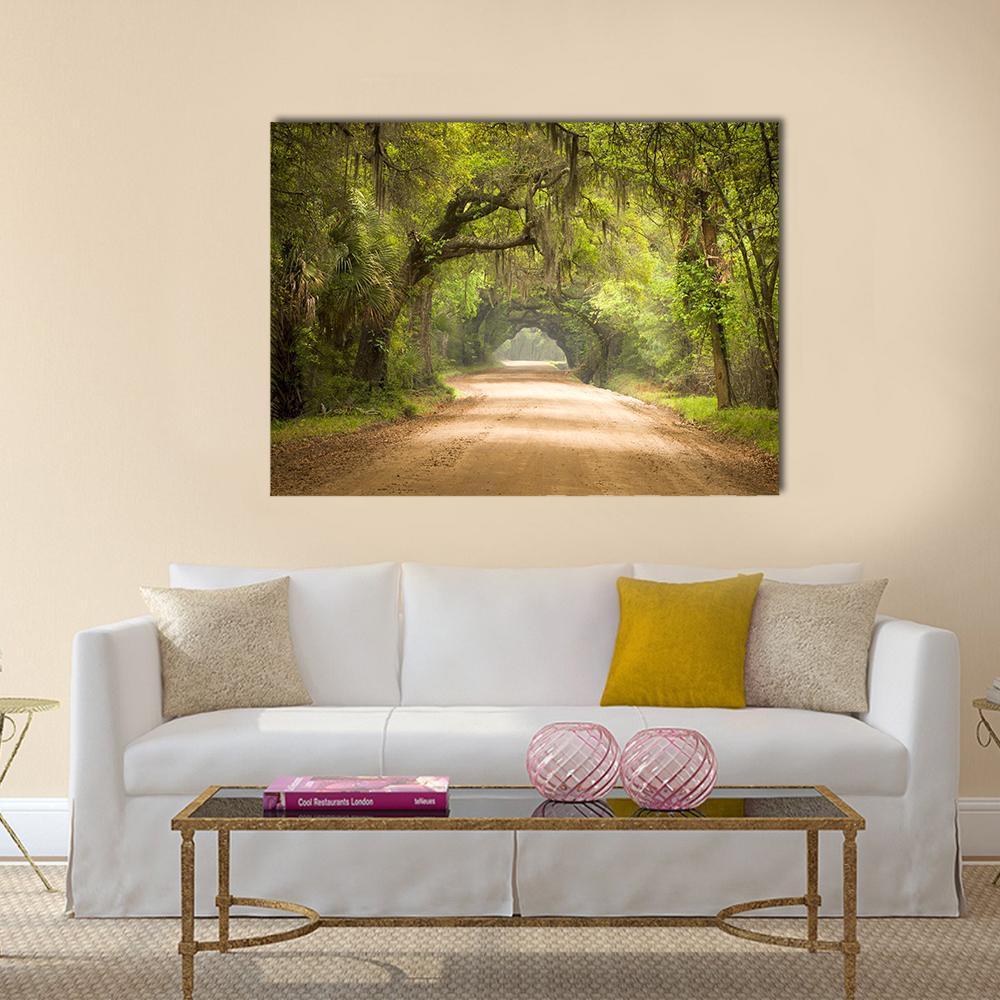Travel In Deep Forest Of Spanish Moss Edisto Island Canvas Wall Art-1 Piece-Gallery Wrap-36" x 24"-Tiaracle