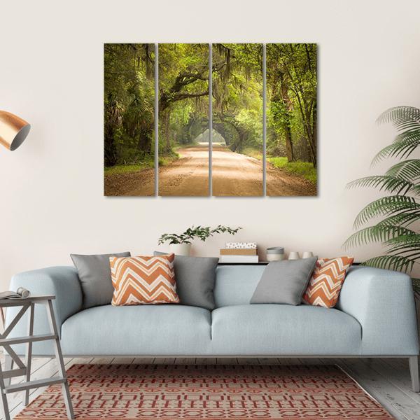 Travel In Deep Forest Of Spanish Moss Edisto Island Canvas Wall Art-4 Horizontal-Gallery Wrap-34" x 24"-Tiaracle