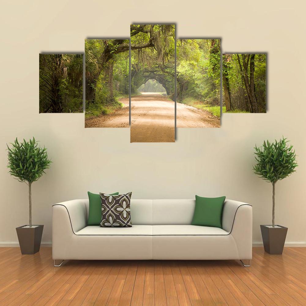 Travel In Deep Forest Of Spanish Moss Edisto Island Canvas Wall Art-5 Star-Gallery Wrap-42" x 21"-Tiaracle