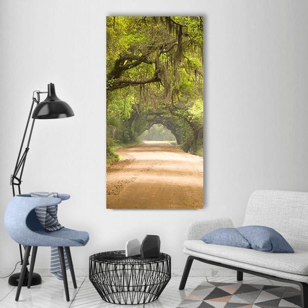 Travel In Deep Forest Of Spanish Moss Edisto Island Vertical Canvas Wall Art-1 Vertical-Gallery Wrap-12" x 24"-Tiaracle
