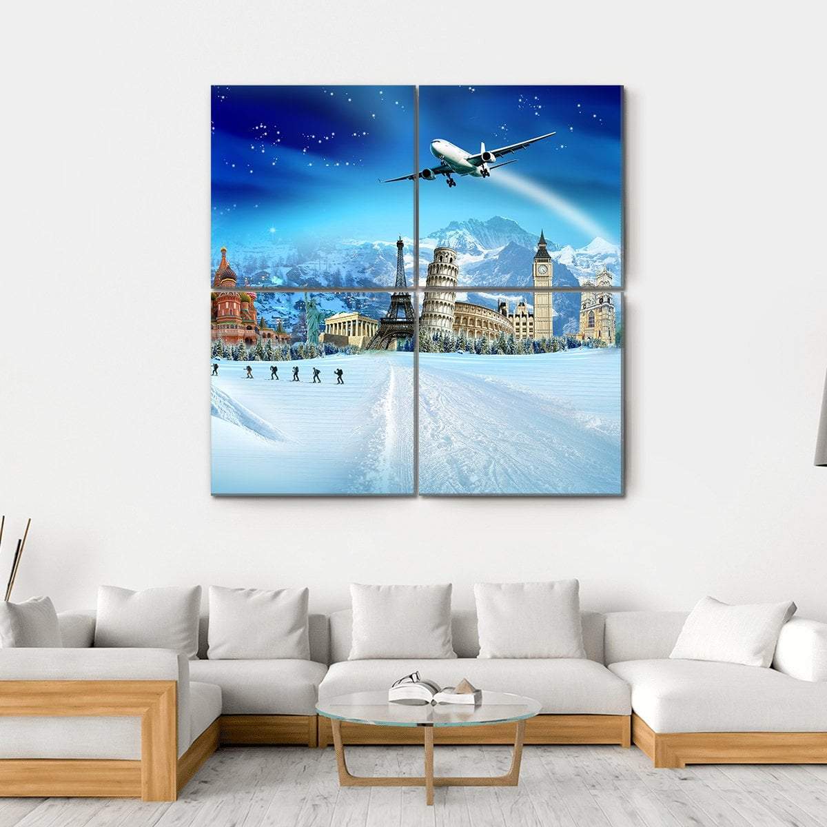 Travel In Winter Season Canvas Wall Art-4 Square-Gallery Wrap-17" x 17"-Tiaracle