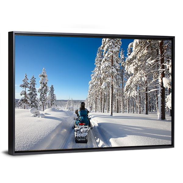 Traveling In Finnish Lapland Canvas Wall Art-1 Piece-Floating Frame-24" x 16"-Tiaracle