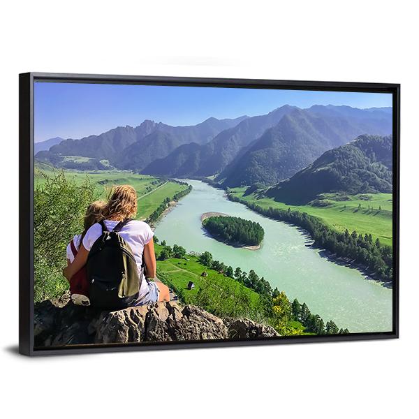 Traveling In The Mountains And River Canvas Wall Art-3 Horizontal-Gallery Wrap-25" x 16"-Tiaracle