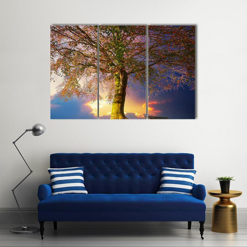 Tree In The Park Canvas Wall Art-3 Horizontal-Gallery Wrap-37" x 24"-Tiaracle