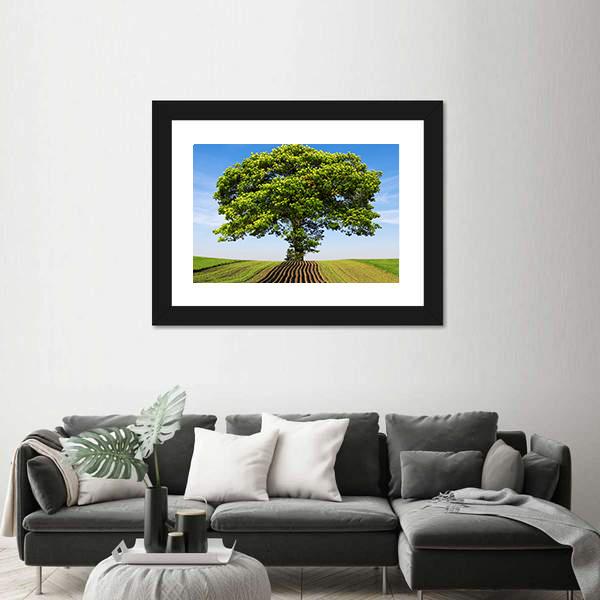 Tree On The Hill Canvas Wall Art-1 Piece-Framed Print-30" x 20"-Tiaracle